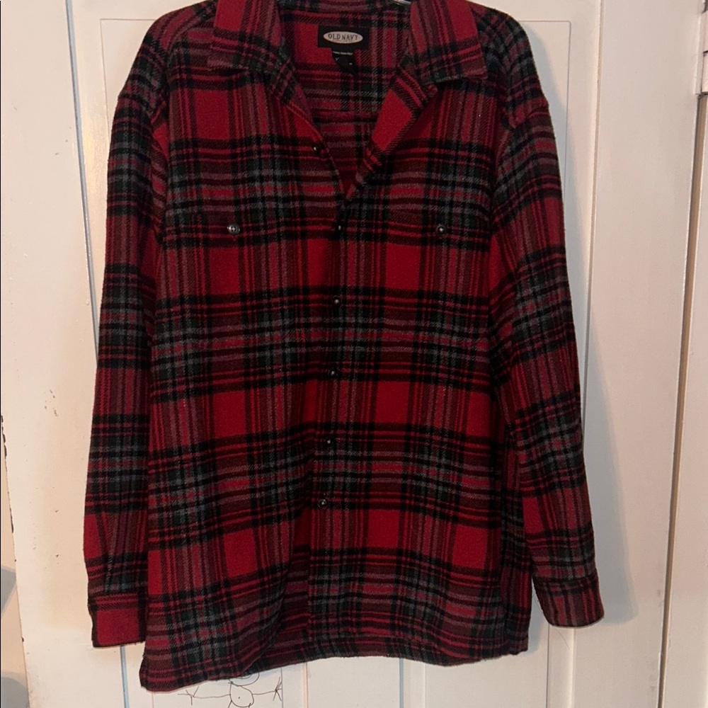 VTG Old Navy Men’s Plaid Flannel Shirt Plaid Large Wool Blend Casual